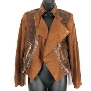 MAAKIF bomber jacket faux suede & snake print Sz 4